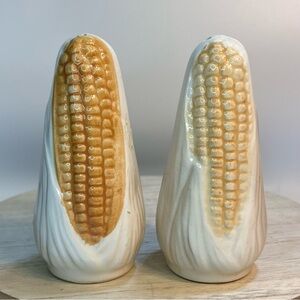 CORN on the COB Salt and Pepper Shakers Set Vintage Tan Husks Japan 4.5 inches